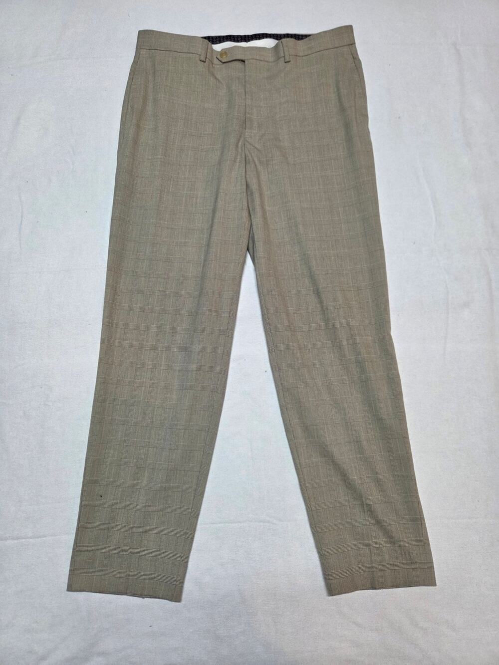 Ralph Lauren Beige Plaid Dress Pants with White Lining 34x29